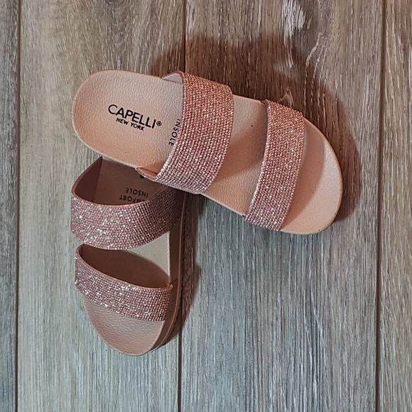 Capelli little girls rose gold sparkly strapped sandals in sz 12-13 - Picture 2 of 7